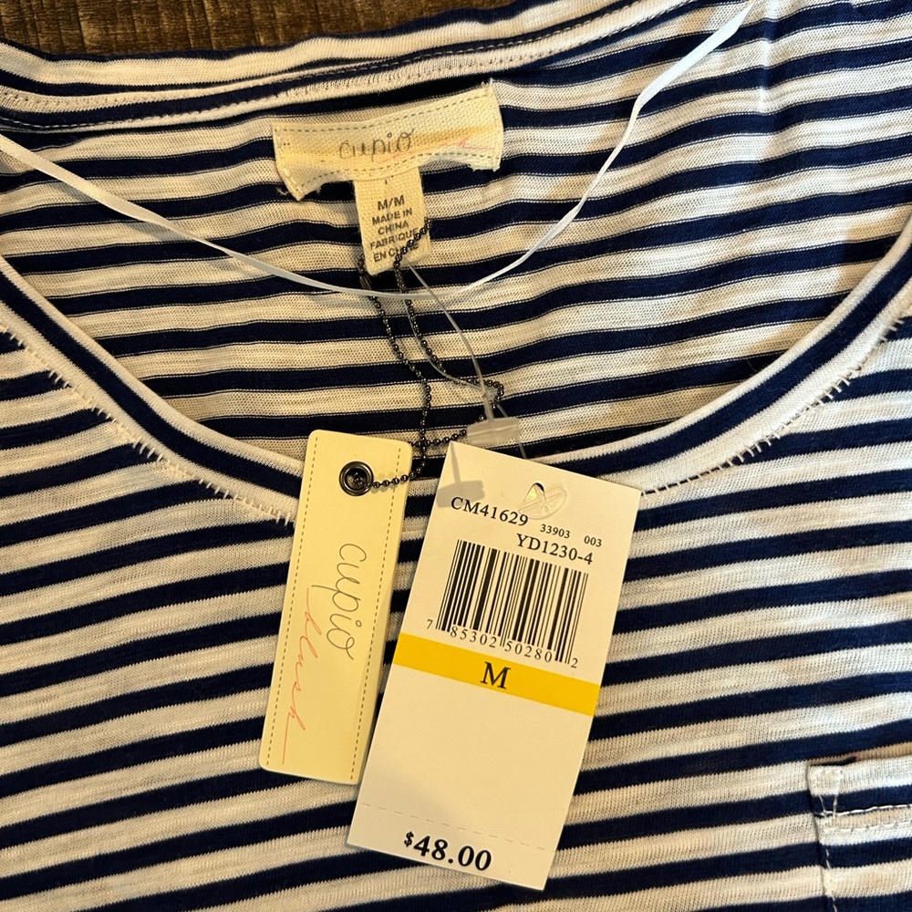 NWT Cupio Blush Navy and White Stripe Shirt Size Medium